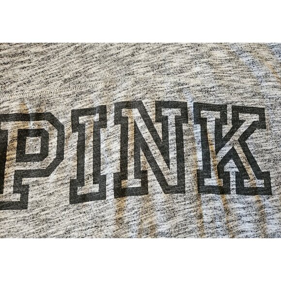 Pink Victorias Secret Spellout Gray Logo Pullover Cowl Neck Sweatshirt Size Med - Picture 3 of 9